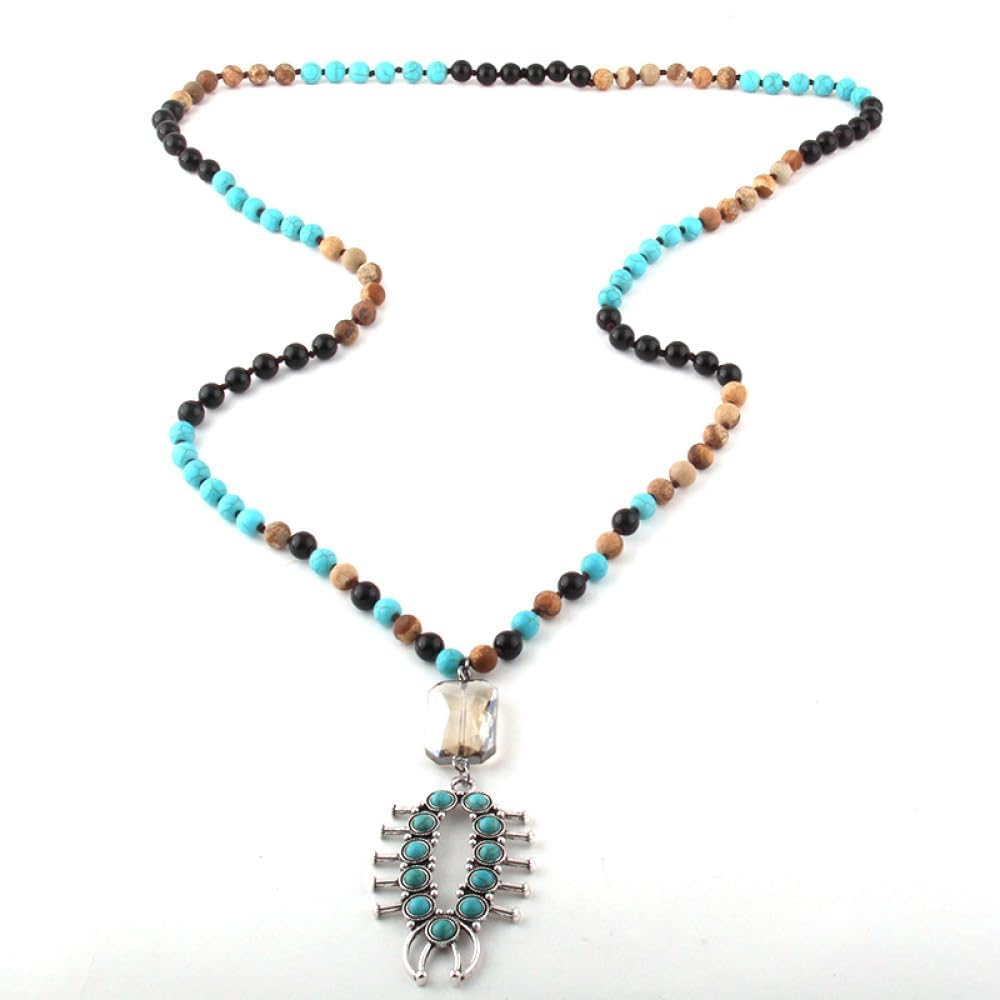 Gioielli 108 Perle multieli colletti annodati in Pietra Collane a ciondoli Blu per Forma Animale esagerata, Collana Meditazione da Donna, Girocollo di Gemma Yoga