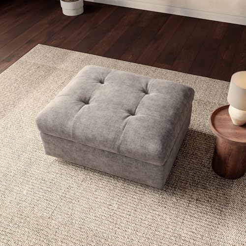 Image of Oversized Modular Sectional Sofa with Storage, Modern Deep Seat Cloud Couch for Living Room, L-Shaped Large Sectional Couch, Only Ottoman, Gray