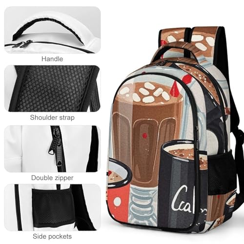 Heavy-Duty Backpack with Reinforced Base And Side Pockets, Hot Christmas Drink Print Travel Bag Adjustable Shoulder Straps, Ideal for Travelers4