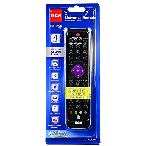 Rca 4 Device Remote Control - Universal Ultra Slim 4 Device Remote Control Platinum Pro. For Tv, Dvd, Cable, Satellite, Streaming Devices; Fully Backlit Keys Rcrtbl04Be #TOP2