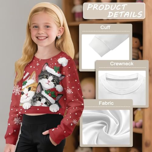 Long Sleeve Shirts for Girls Crewneck Graphic Girls Cropped Sweatshirts Breathabl for Sports 6