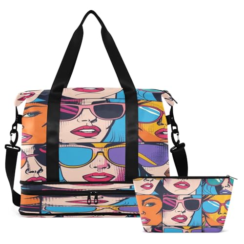 Women Girl Graffiti Travel Duffel Bag Waterproof Gym Sport Tote Bag Carry On Weekender Bag with Compartment2