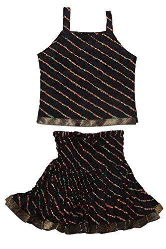 Image of DIAMO Girl's Jaipuri Lahariya Block Print Skirt and Top