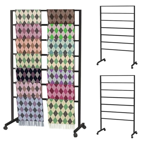 2 Pcak Scarf Hanger,Metal Hijab Organizer with Double Sided Display,Multi Tier Boom Scarf Organizer,Scarf Display Racks for Retail Stores Bedrooms Offices and Clothing Stores, Black, G-O666