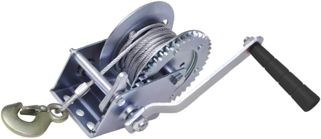 3500LBS Hand Winch with 10m Steel Cable Heavy Duty Manual Winch for Cars Trailers and Boats Portable Hauling Tool for-Road and Towing Applications