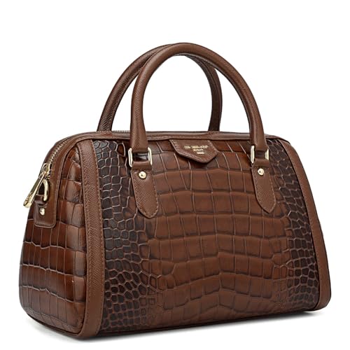 Image of Da Milano Leather Brown Satchel Bag for Women (00355A-OL)