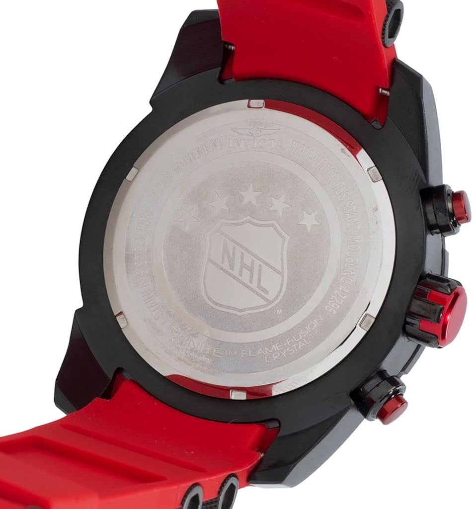 Miniatura 2 de Invicta NHL - Reloj retro de 2.047in de fibra de vidrio de cuarzo con esfera de silicona para hombre de New Jersey Devils, New Jersey Devils