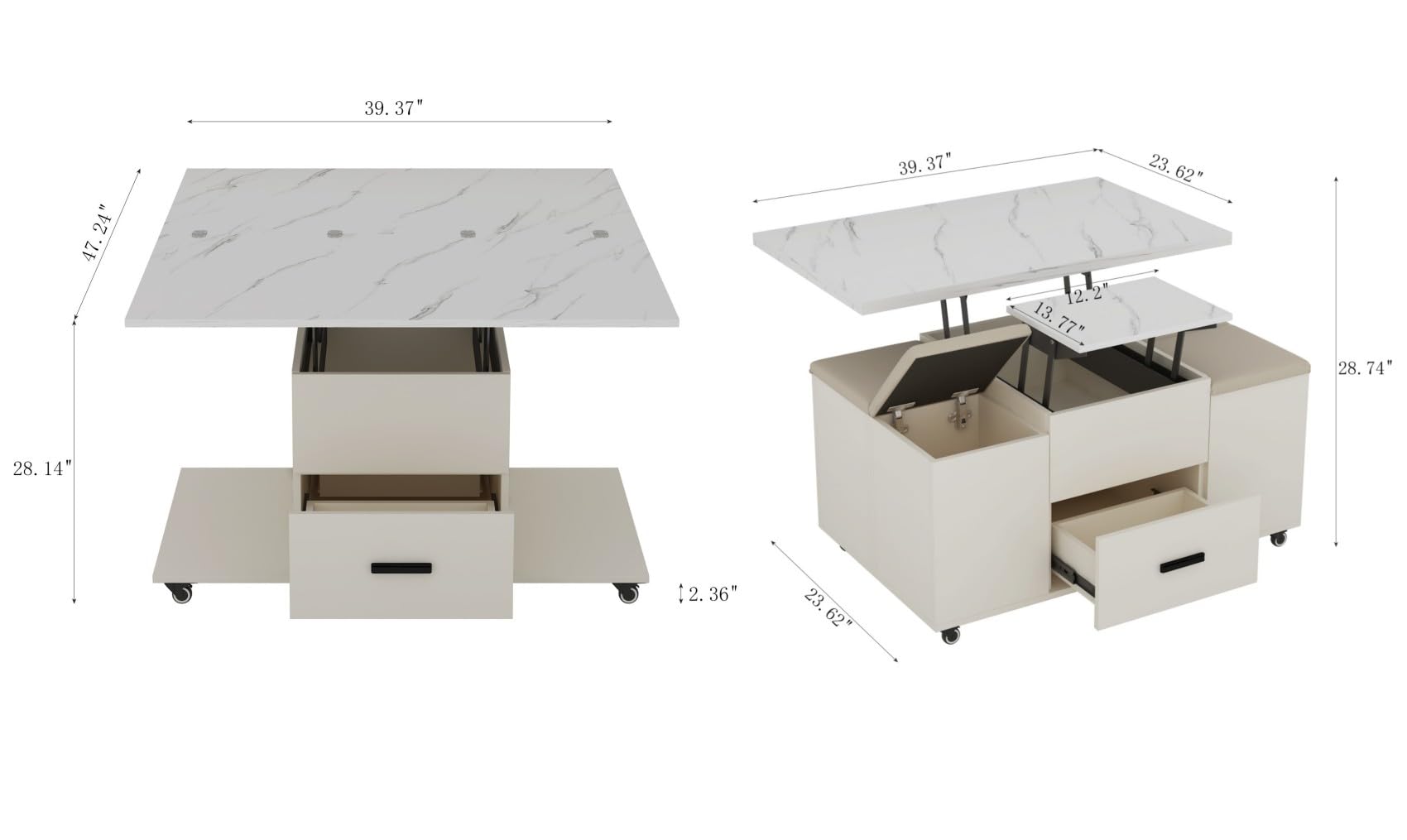 Amazon.com: KEIKI Expandable Desktop Lift Top Nesting Coffee Table