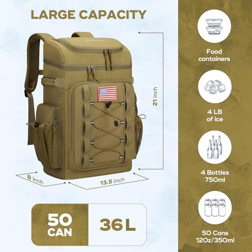 Image of Maelstrom 35 /50 Can Insulated Backpack Cooler, Leakproof Soft Lunch Ice Bag | Keeps Food Cold For 16h, Peva Liner, Durable Nylon, Ergonomic Padding. Perfect For Men, Women, Camping, Beach, Hiking, Travel