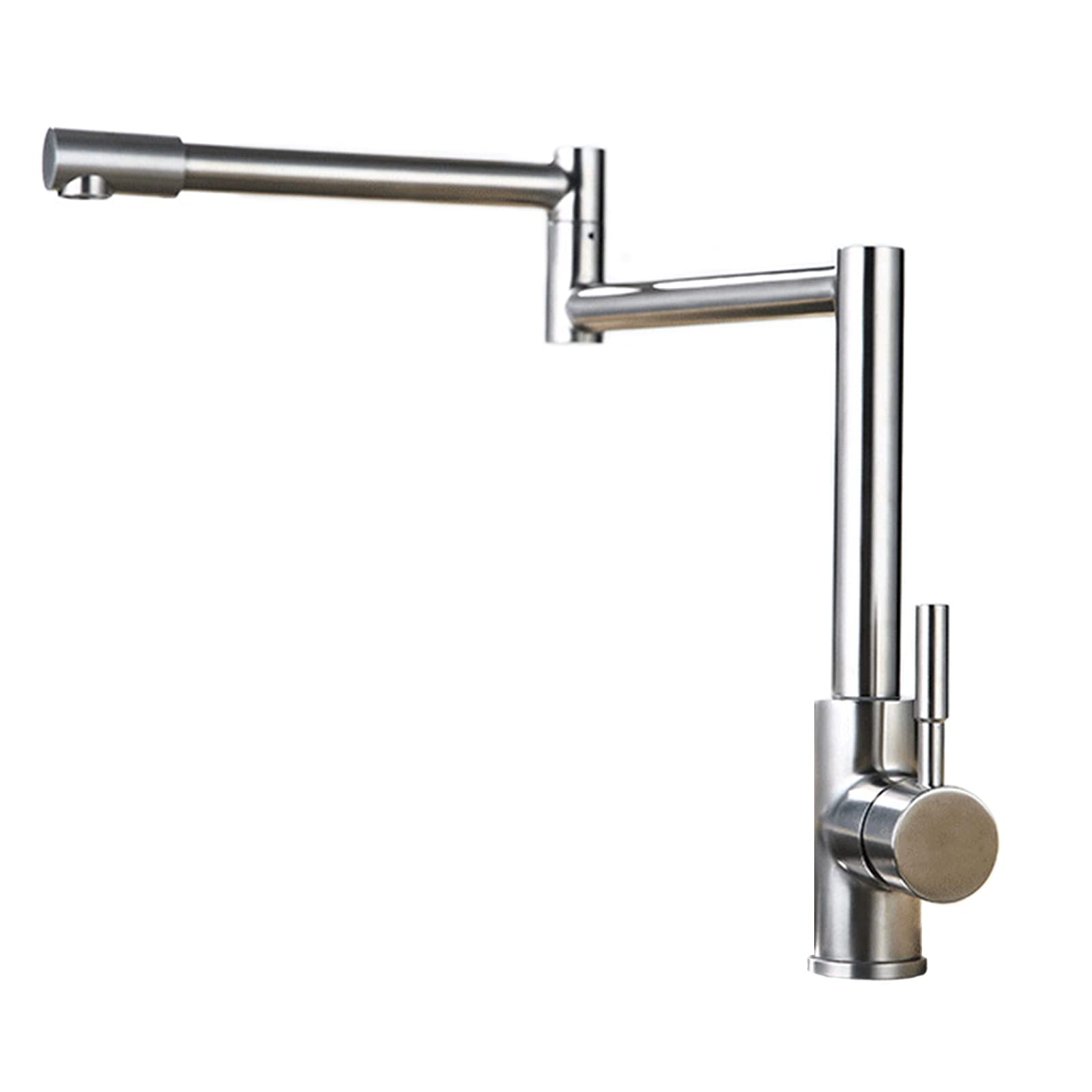 Lmysxaoz Pot Filler Faucet, Stainless Steel Folding Stretchable Kitchen Sink Single Hole Handles Faucet With Double Joint Swing Arms, Brushed Nickel