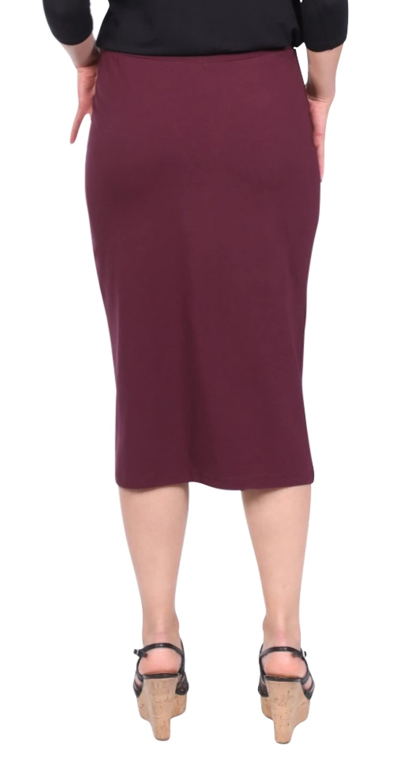 Kosher Casual Women's Modest Midi Lightweight Cotton Spandex Tapered Pencil Skirt Medium Heather Grey