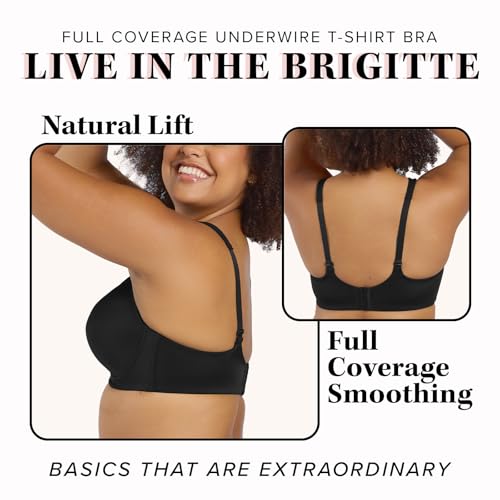Image of Leading Lady, Brigitte Full Coverage, Underwire, Lightly Padded T-Shirt Bra, Side & Back Smoothing, Adjustable Straps,36A-54G