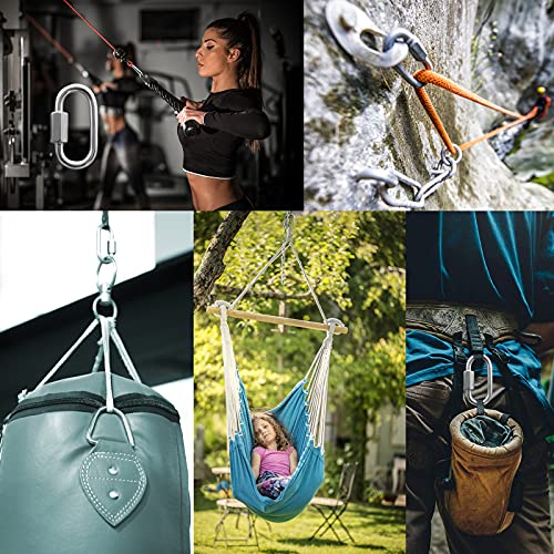 Anvin 2 Pack Quick Link M8 5/16 Inch Heavy Duty Carabiner D Shape Chain Links 1500Lb Capacity Repair Utility Links Safety Chain Connector For Camping Outdoor Equipment Locking Hammocks Harness Leash #TOP6