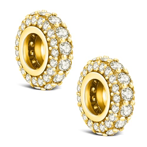 KEQ 2Pcs Gold Spacer Stopper Bead Charms for Pandora Bracelets Charm Spacer Stopper 925 Sterling Silver Clip Mothers Day Jewellery for Mom Grandmom Granddaughter Wife Sisters Friends