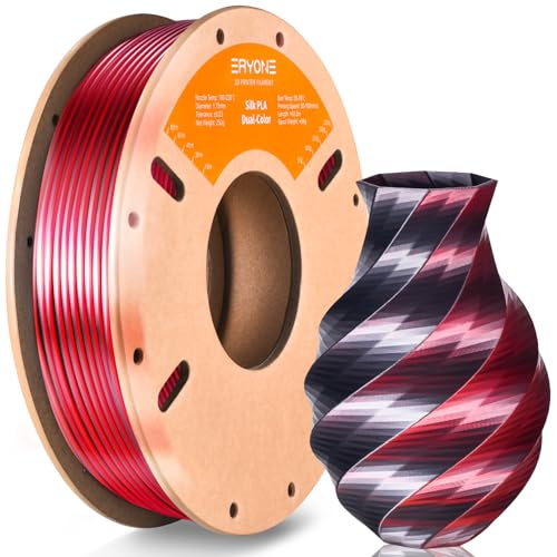 Image of ERYONE PLA Filament 3D Printer Filament Multicolor 1.75mm + /- 0.03mm, PLA Filament 250g Spool, Silk Dual Color Black Red
