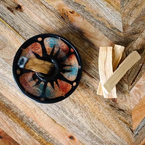 Palo Santo Holder With 4 Palo Santo Sticks | Ceramic Sage Smudge Kit | Incense Holder For Sticks | Authentic Chulucanas Peruvian Pottery | Aroma Incense Burner Holder | Ideal Home Decor For Spirituals #TOP3