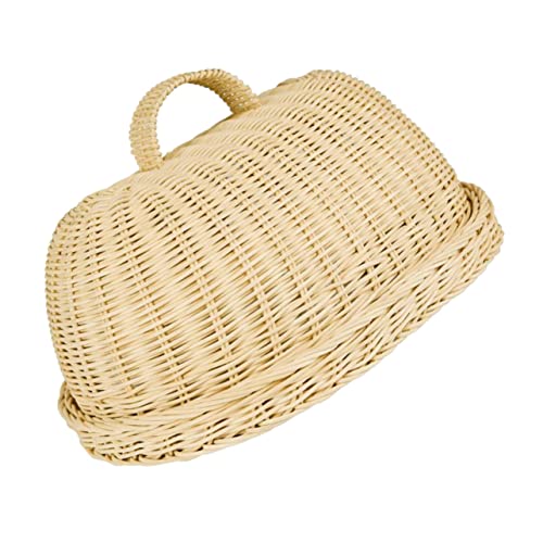 BRIGHTFUFU 1 Set Rattan Food Cover Snack Cakes Camping Accessories Basket with Lid Pastry Woven Baskets Wicker Bread Basket Cake Stand Food Trays Kitchen Fruit Cover Indonesia With Cover