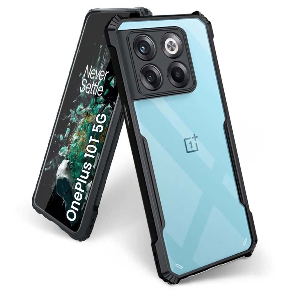 BASECASE Shock Proof Crystal Clear Back Case Mobile Cover for 1+ OnePlus 10T 5G (Hard | Hybrid PC + TPU | Full Armour Device & Camera Protection | Jet Black) (B0B8H4Z5WZ) Amazon Price History, Amazon Price Tracker