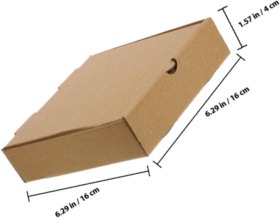 Hemoton 20pcs 6-inch Kraft Corrugated Pizza Boxes Flat Square Takeout Containers for Pizza Cookies and Food Pre-fold Kraft Food Packaging for Restaurants and Service
