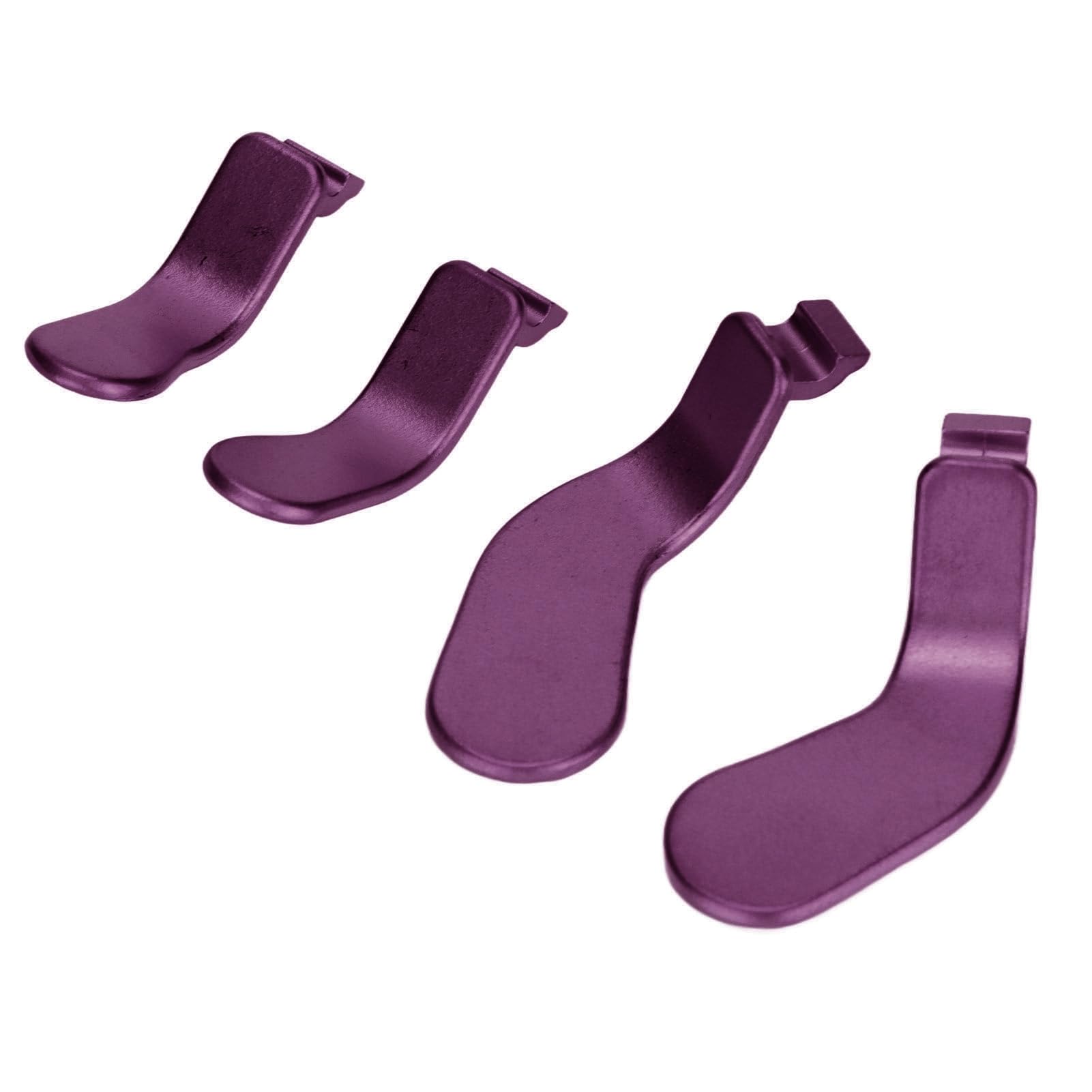 4-teiliges Controller-Paddel aus Edelstahl, Ersatzteile für Metallhaarauslöser, Videospiel-Zubehör für One Elite Series 2, Modell 1797, Kabelloses Zubehörknopf-Set (Lila)