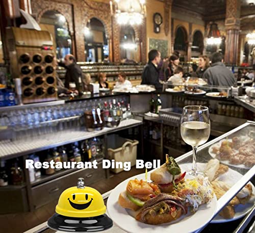 WEKOIL Call Bell Smile Face Desk Service Bell Ding Bell for Restaurant Hotel Room Kitchen Party Office Elderly Large Yellow Bell with Ding Sign Sticker,3.3Inch - Thumbnail 5
