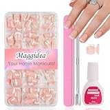 240Pcs French Tip False Nails, Short Press On Nails with White Tip