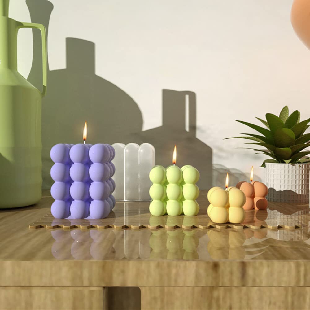 Zestaw 7 sztuk foremek do świec bąbelkowych, 3D DIY formy silikonowe do odlewania świec i knot do świec, do odlewania świec jako dekoracja domu, świeca zapachowa DIY, mydło