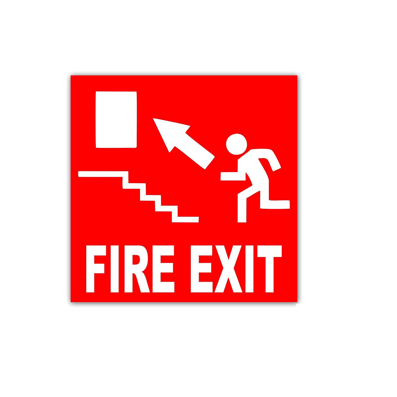 Sign Board Fire Exit Running Way In Steps For Hospital Shops Office School Clinic Factory Garden Signage Business Commercial Sign Board Red (L x H 15 x 15 CM)