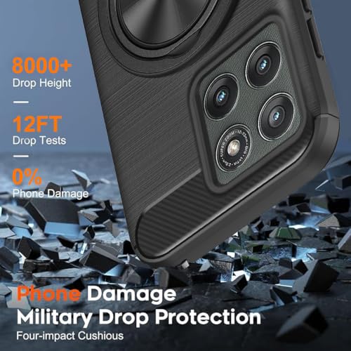 Compatible for Motorola Moto Edge-2025 Phone Case with Screen Protector, 360° Rotatable Ring Holder & Kickstand, Shock Absorbing Flexible TPU Rubber Protective Cover Case for Moto Edge 2025 (Black) by Nijiadi - Used condition - Image 7