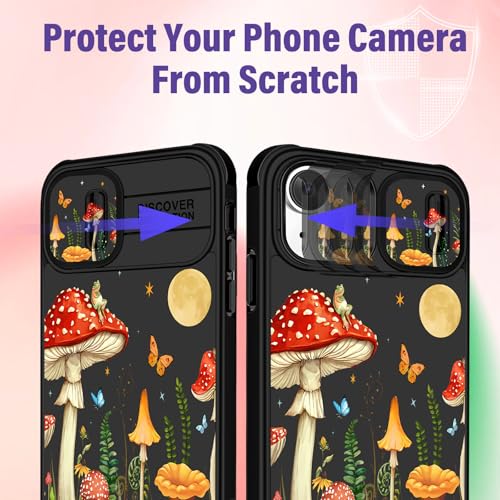 Image of Funermei (2in1 for iPhone 15 Case for Women Girls Cute Phone Cover Butterfly Moon Girly Pretty Teens Mushroom Kawaii Aesthetic Design with Camera Cover Funda for Apple for iPhone 15 Cases