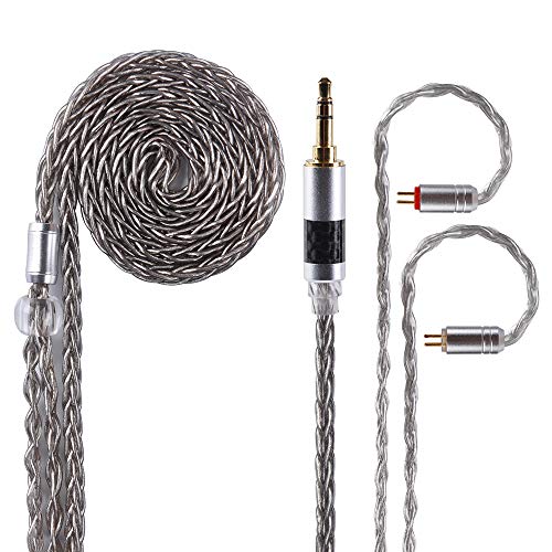 2 Pin 3.5 MM 8 Core Silver Plated Earphone Cable Gun Color Upgrade 2PIN Detachable Earphone Cable Replacement Earphone Wire for ZS10 ZS6 ZS5 ZSR ZST TRN V10 V20 TFZ (3.5mm 2PIN)