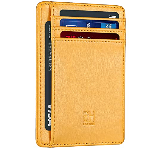 Image of GH GOLD HORSE Slim RFID Blocking Card Holder Minimalist Leather Front Pocket Wallet for Women | Slim