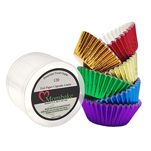 Image of Rainbow 6 Bright Colors Standard Cupcake Liners Muffin Foil Paper Baking Cups, 120-Count