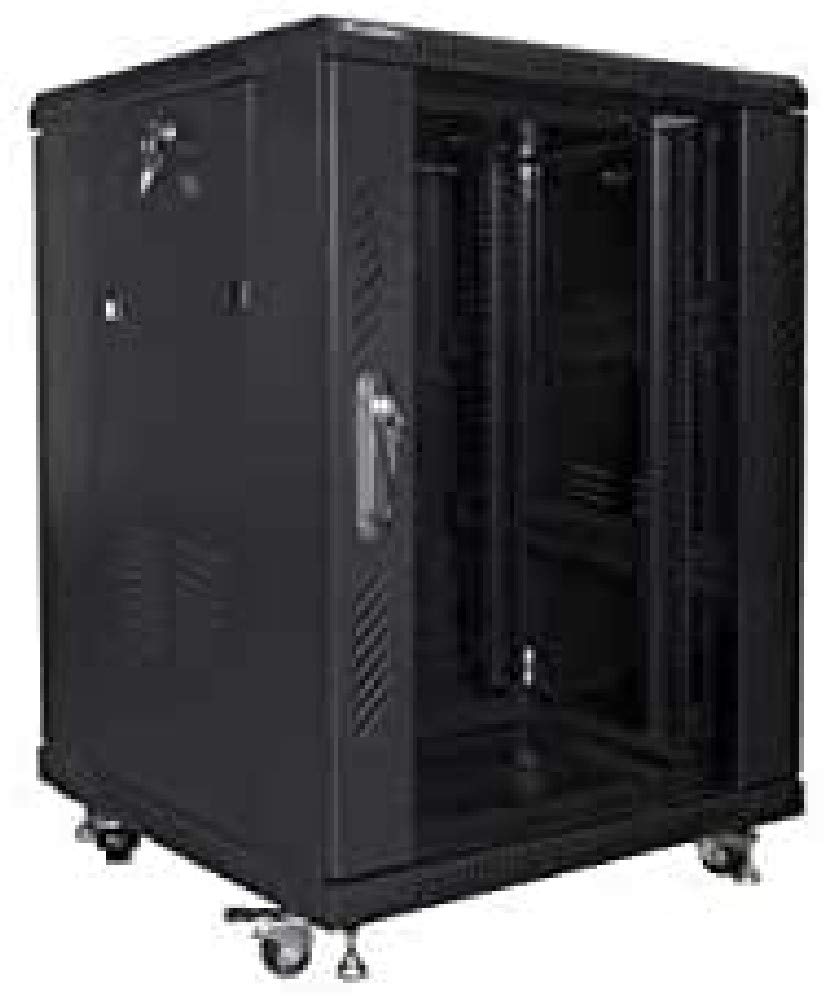 Lanberg Cabinet Rack FF01-6615-12B (15U; 19''; 848MM / 600MM / 600 MM; Standing; Glass; 800 KG; Black Color)