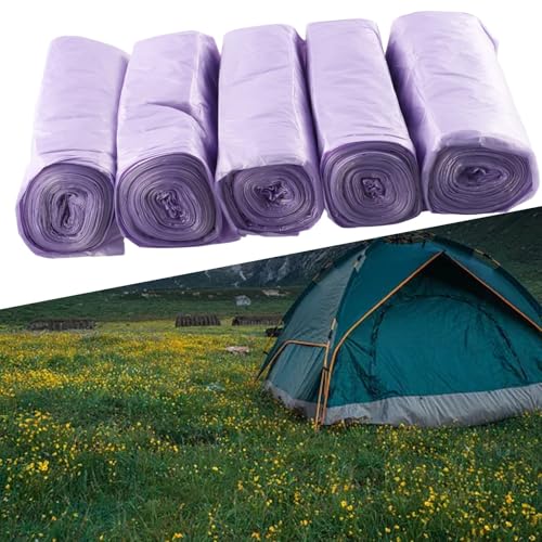 Limpieza eficiente con 5 rollos de bolsas de basura portátiles para camping y entornos domésticos (azul)