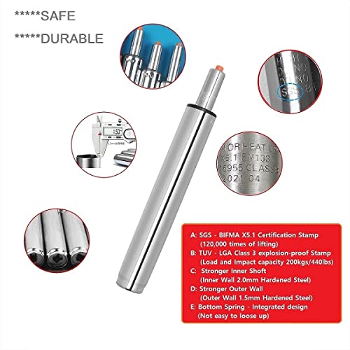 Image of Css -Replacement Bar Stool /High /Height Gas Lift Cylinder Chrome,Tall Hydraulic Piston Pneumatic Shock Universal Size, Full Stool Height (Extended Height:28'' /710mm) (Bar Stool Hydraulic)