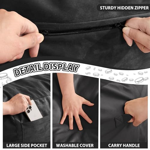 HABUTWAY XX-Large Bean Bag Chair: Giant 7' Memory Foam Furniture Bean Bag Chairs for Adults with Microfiber Cover 7Ft (Black)