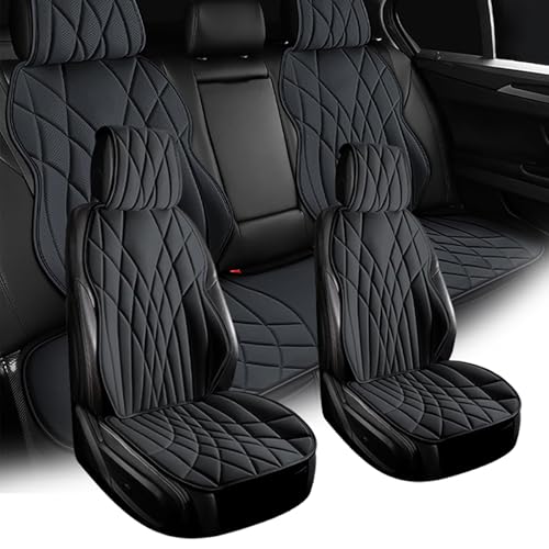 に適用ホンダインサイトZE4 2018年12月-2022年12月 車用シートカバー ナッパレザー 肌に優しい 通気性 耐久性 耐摩耗性 四季通用 5 人乗り 分割式シート シリコン粒子底布で確実に防滑 耐磨耗 座席保護(黒,枕なし)