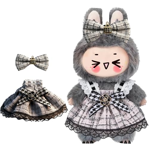 Image of Clothes for LABUBU 6.7inch (17cm) Doll, Cute Outfit Small Dress and Hairpin, Dress Up, Accessories (No Doll) (Black /White Dress)