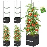 4 Pack Tomato Cages, Square Tomato Trellis with 17...