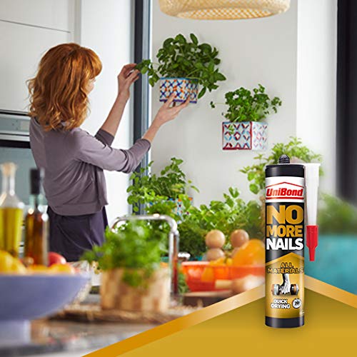 UniBond No More Nails All Materials Quick Drying Construction Adhesive, High Strength Bonding, Universal Applicability, White, 390 g Cartridge