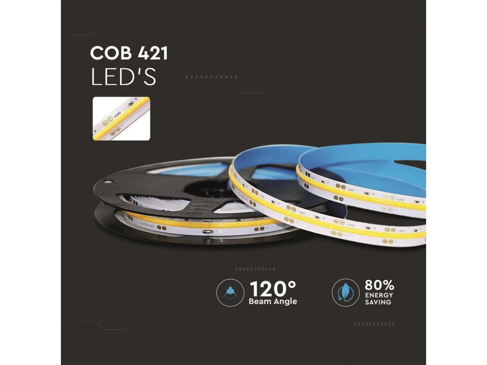 V-TAC Striscia LED COB 10W/m 5m 24V 4000K IP20