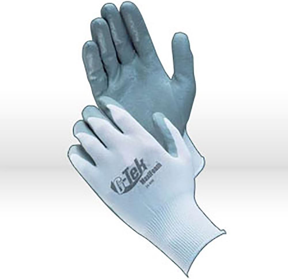 PIP Maxifoam 34-800 Gray/White Medium Nylon Cut-Resistant Gloves - EN 388 1 Cut Resistance - Nitrile Palm & Fingers Coating - 8.7 in Length - Seamless Knit - 34-800/M [Price is per Dozen]