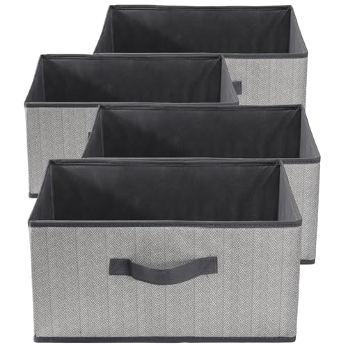Lista de Cajas y arcones de almacenaje los 10 mejores. 46 KIKIGOAL Juego de 4 Cubos de Almacenamiento de Tela Plegables, Cajas Organizadoras Lavable para Armarios, Estantes, Ropa, Juguetes, Guardería, 15.7' x 11' x 7.9