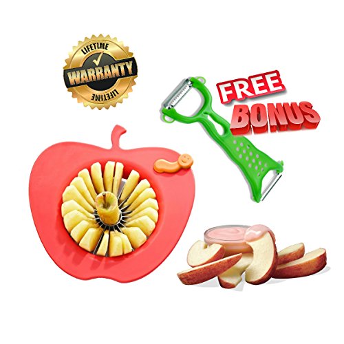 Corer Slicer Peeler and Divider Set Cuts 20 Thin Apple Slices For Kids Onion Slicer for Vegetables Tomato Potato Slicer with Bonus Julienne Peeler Slicer Zester Kitchen Gadgets - Thumbnail 4