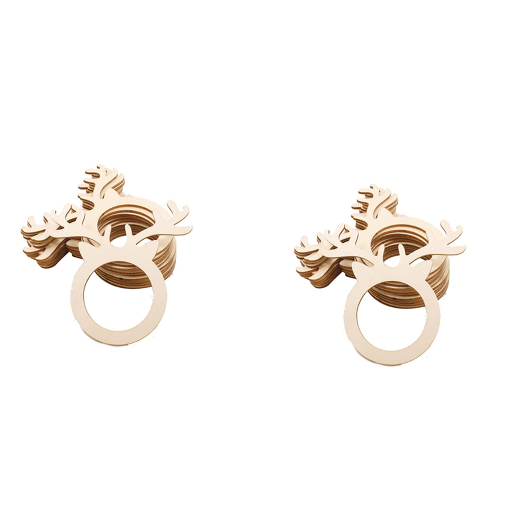 Hndhbfgrt 100Pcs Reindeer Place Card Napkin Holder Mini Wooden Ring for Christmas Party Dinner Banquet Home Table Decor
