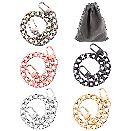 Image of 5Pcs 7.5 inch Purse Chain Strap with Buckles, Luxury Fashion Flat Chain Strap for DIY Metal Shoulder Purse Replacement (Mixed Color)