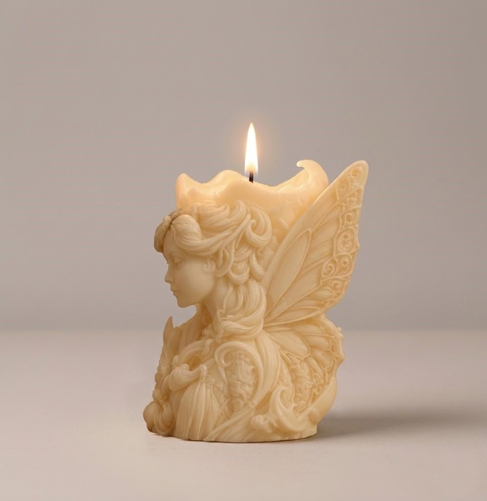 Cute Cat Scented Wax Candle for Home Decor | Romantic Dinner Night Light | Smokeless Long Burning Designer Candle for Birthday, Gift & Room Decoration (54 - Fairy Angel Candle)-image-6