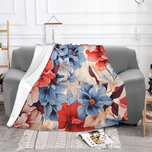 Couverture en microfibre imprimé floral pour lit et canapé douillet