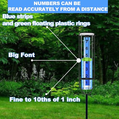 Ouisjyer RAIN GAUGE Outdoor, Large Clear Numbers 7 Inch Capacity Detachable Rain Gauges thumb #5